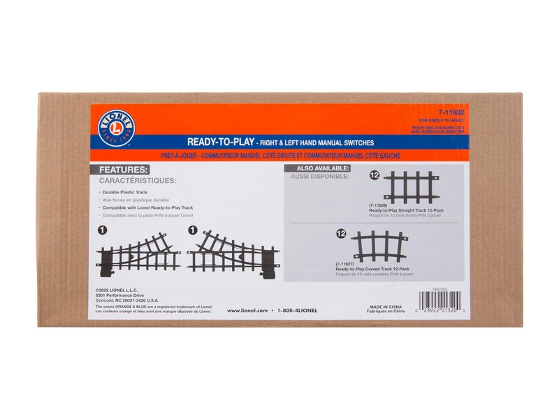 Lionel Ready-to-Play Left & Right Hand Interchange 2-Piece Black Plastic Track Pack - Image 4